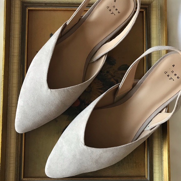 a new day Shoes - A New Day V-Throat Sling Back Mules in Tan NWOT